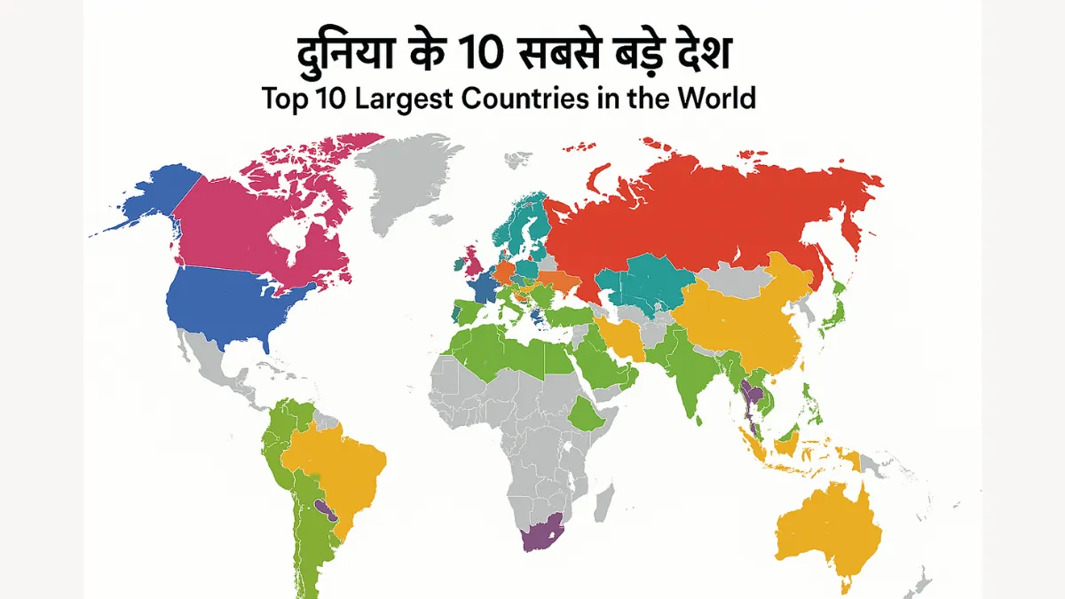 Duniya Ke 10 Sabse Bade Desh, दुनिया के 10 सबसे बड़े देश, दुनिया के सबसे बड़े देश, Top 10 Largest Countries in the World, Top 10 Largest Countries in the World In Hindi, Largest Countries by Area, Biggest Countries in the World, क्षेत्रफल के अनुसार देश, General Knowledge in Hindi, GK for Competitive Exams, Static GK 2025, Largest Countries List 2025, World Geography in Hindi, Top 10 Countries by Size, Area Wise Countries in the World, Biggest Countries GK Questions, World General Knowledge.